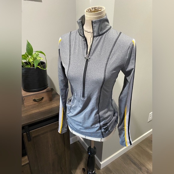 PINK Victoria's Secret Tops - PINK Victoria Secret long-sleeve, half zip jacket- grey, yellow. Women’s size S